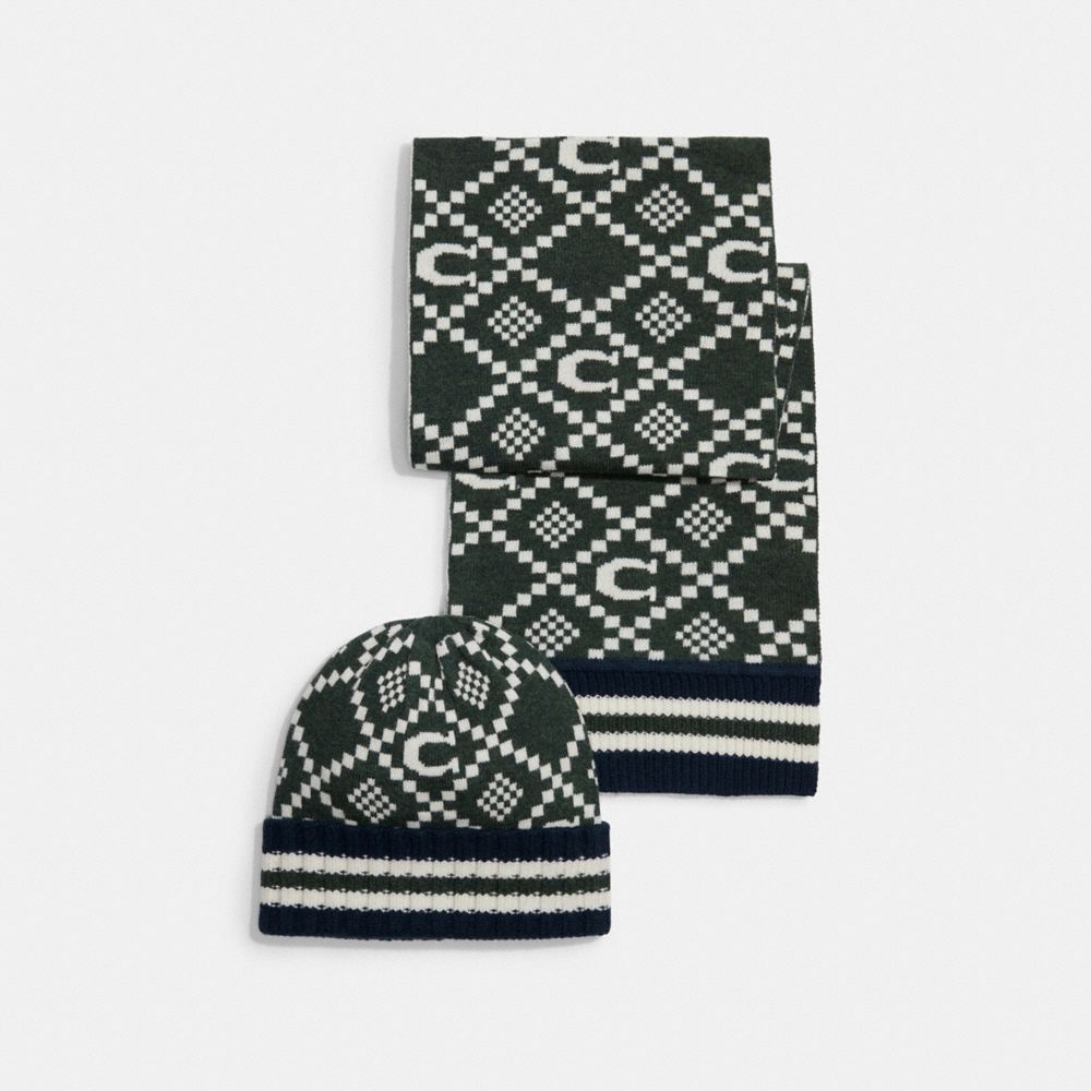 COACH Jacquard Hat And Scarf Set