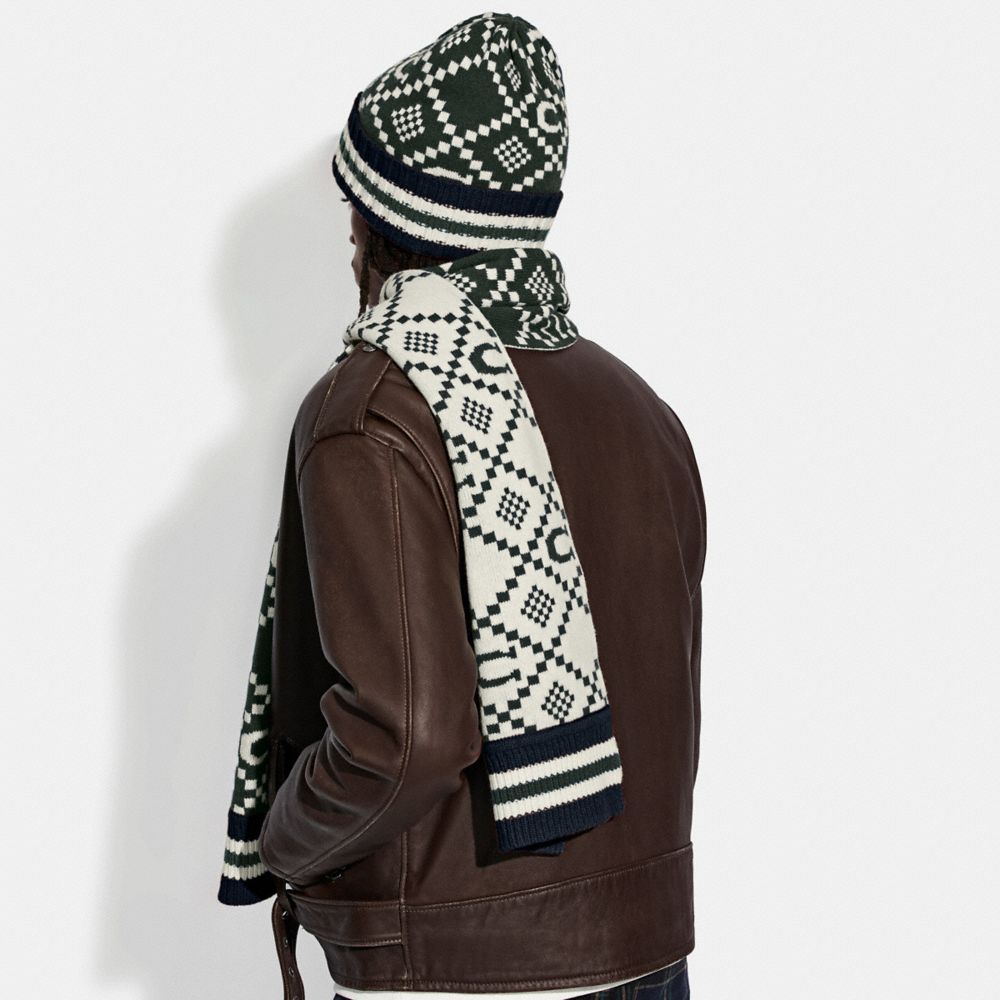 COACH Jacquard Hat And Scarf Set