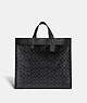 COACH®,FIELD TOTE 40 IN SIGNATURE CANVAS,Canvas/Smooth Leather,X-Large,Black Copper/Charcoal,Front View