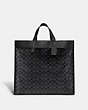 COACH®,FIELD TOTE 40 IN SIGNATURE CANVAS,Canvas/Smooth Leather,X-Large,Black Copper/Charcoal,Front View