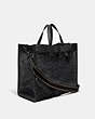 COACH®,FIELD TOTE 40 IN SIGNATURE CANVAS,Canvas/Smooth Leather,X-Large,Black Copper/Charcoal,Angle View