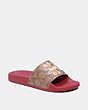 COACH®,ULI SPORT SLIDE WITH FLORAL PRINT,n/a,Khaki/Red,Front View