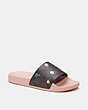 COACH®,ULI SPORT SLIDE WITH FLORAL PRINT,n/a,Chestnut/Pink,Front View