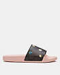 COACH®,ULI SPORT SLIDE WITH FLORAL PRINT,n/a,Chestnut/Pink,Angle View