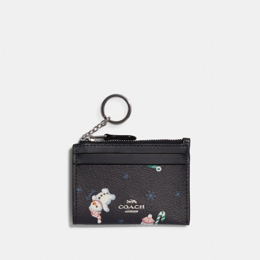 COACH® | Mini Skinny Id Case With Snowman Print