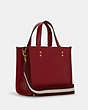 COACH®,DEMPSEY TOTE 22 WITH COACH PATCH AND HEART CHARM,Pebbled Leather,Gold/1941 Red,Angle View