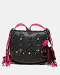 COACH®,UPCRAFTED SADDLE WITH WHIPSTITCH AND WESTERN RIVETS,Pebble Leather,Medium,Pewter/Black,Front View
