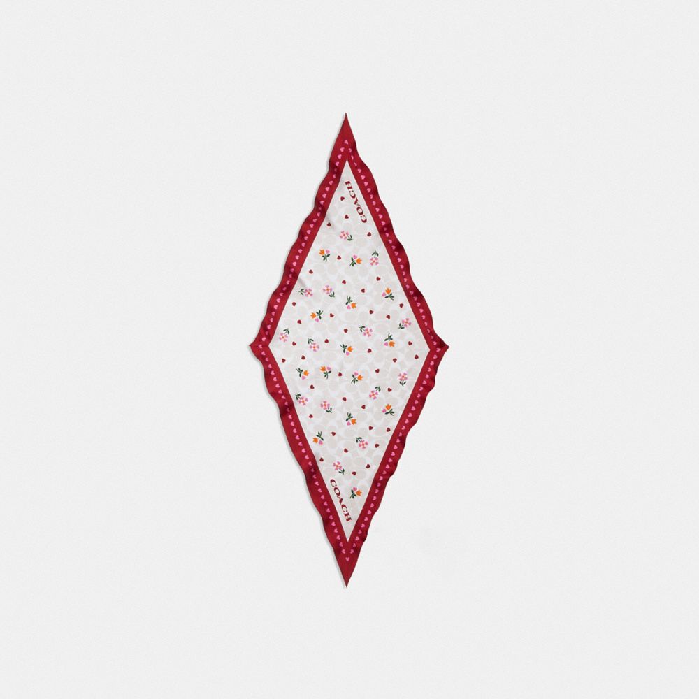 COACH® | Valentine's Day Floral Print Silk Diamond Scarf