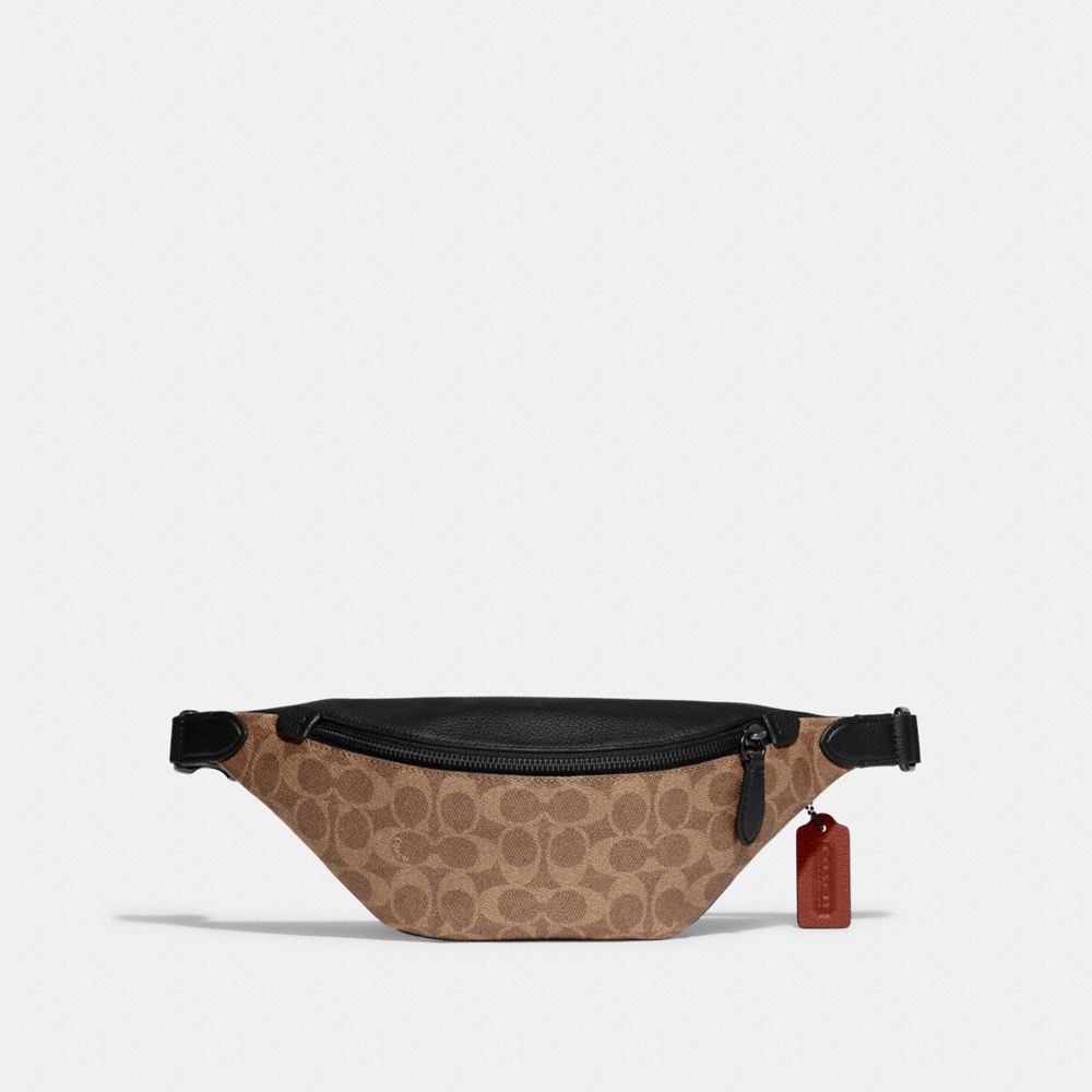 COACH®,CHARTER BELT BAG 7 IN SIGNATURE CANVAS,canvas,Small,Tan,Front View image number 0