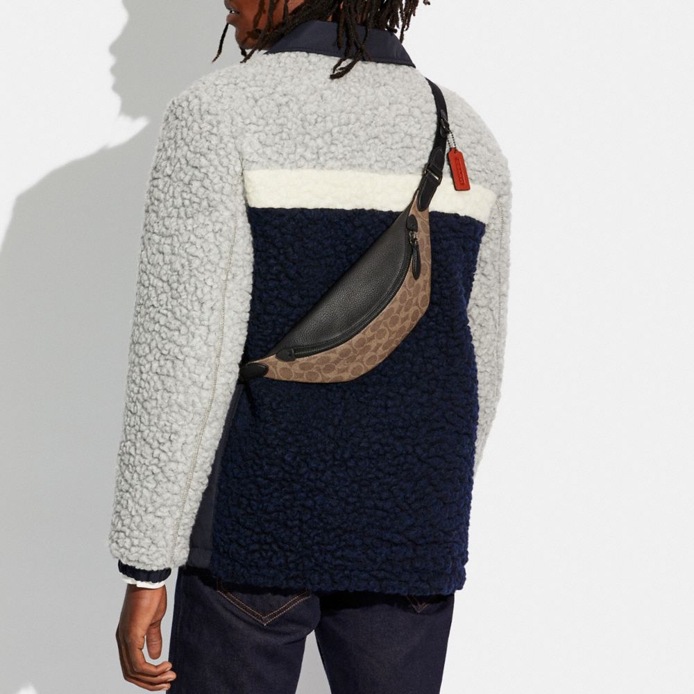 COACH®,Charter Belt Bag 7 In Signature Canvas,Canvas,Leather,Belt Bag,Color Block,Casual,,Detail View