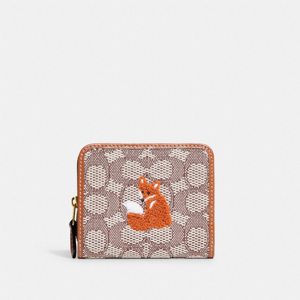 Billfold Wallet In Signature Textile Jacquard With Fox Motif