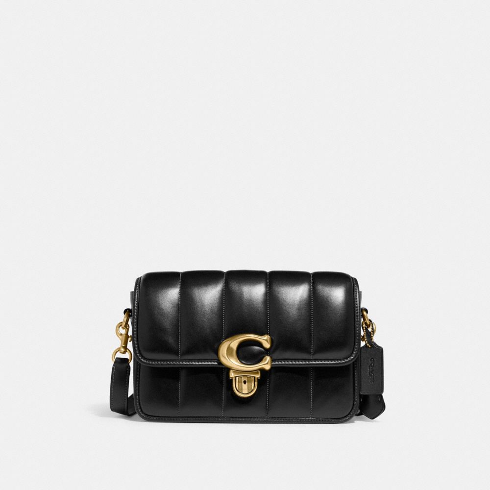 COACH®,STUDIO SHOULDER BAG WITH QUILTING,Nappa leather,Small,Brass/Black,Front View image number 0