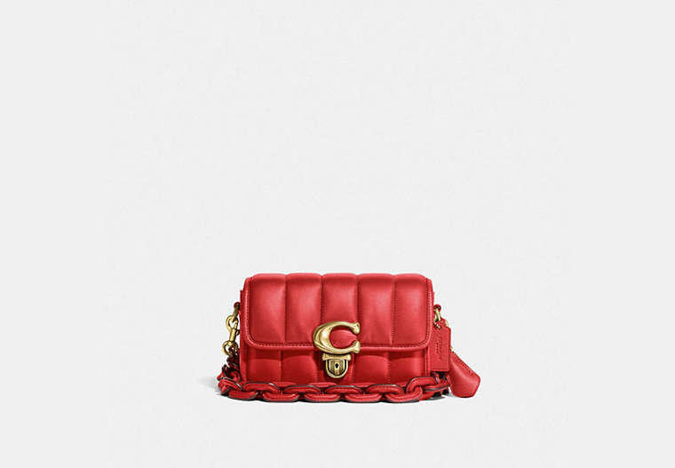 COACH®,STUDIO SHOULDER BAG 19 WITH QUILTING,Nappa leather,Small,Brass/Candy Apple,Front View