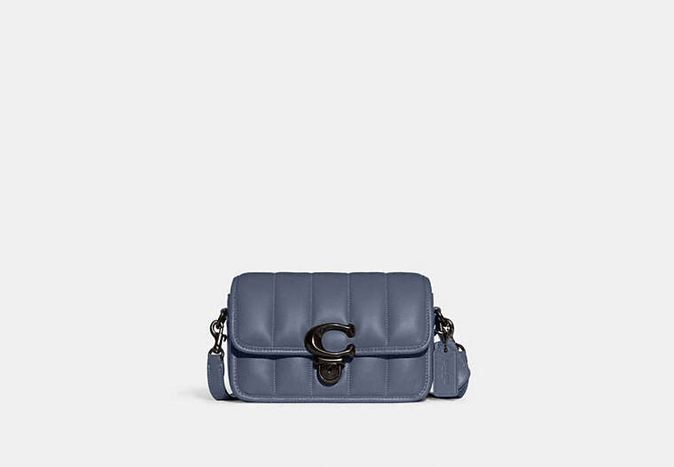 COACH®,STUDIO SHOULDER BAG 19 WITH QUILTING,Nappa leather,Small,Pewter/Washed Chambray,Front View
