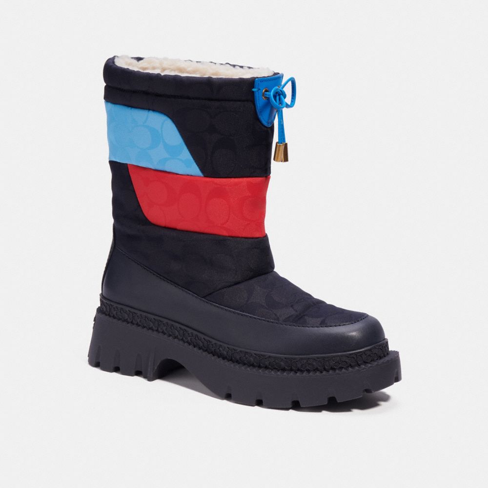 COACH®,PUFFER SNOW BOOT,Navy Signature,Front View