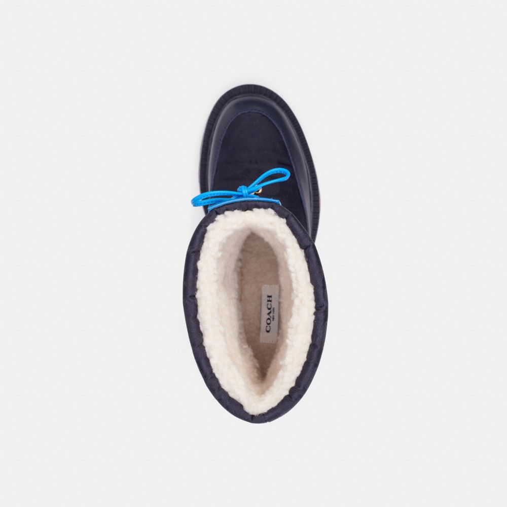 COACH®,PUFFER SNOW BOOT,Navy Signature,Inside View,Top View