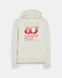 COACH®,80TH ANNIVERSARY HOODIE IN ORGANIC COTTON,cotton,Antique White,Front View