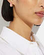 COACH®,SIGNATURE ENAMEL HUGGIE EARRINGS,Brass,Gold/Pink,Detail View