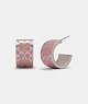 COACH®,SIGNATURE ENAMEL HUGGIE EARRINGS,Brass,Silver/Pink,Front View