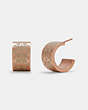 COACH®,SIGNATURE ENAMEL HUGGIE EARRINGS,Brass,Rose Gold/Chalk,Front View