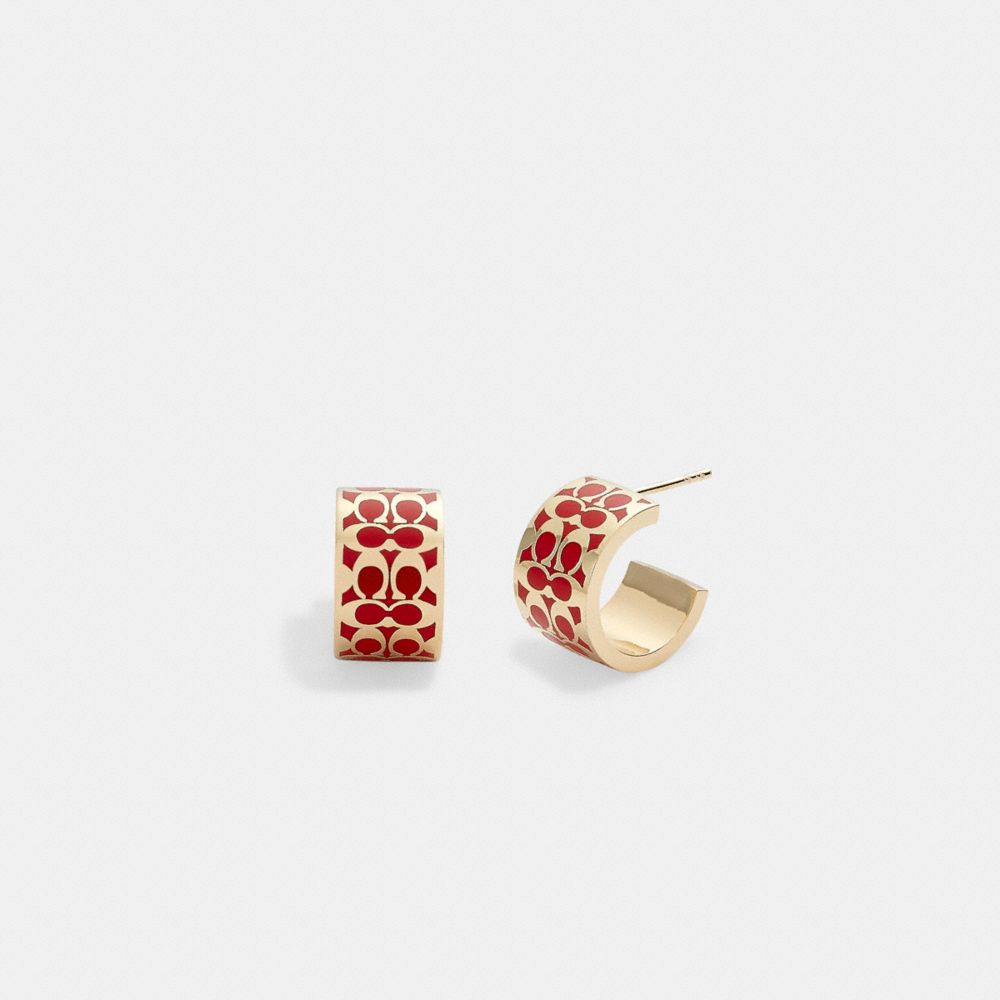 Signature Enamel Huggie Earrings, ProductTile