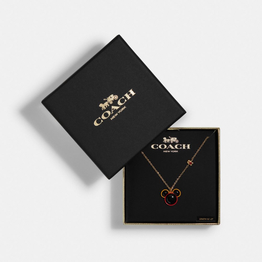 COACH®,DISNEY MICKEY MOUSE X KEITH HARING NECKLACE,Gold,Inside View,Top View