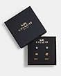 COACH®,SIGNATURE AND BOW STUD EARRINGS SET,Gold,Front View
