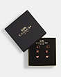 COACH®,SIGNATURE AND PAVE HEART STUD EARRINGS SET,Rose Gold,Front View
