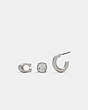 COACH®,SIGNATURE STUD EARRINGS SET,Silver,Inside View,Top View