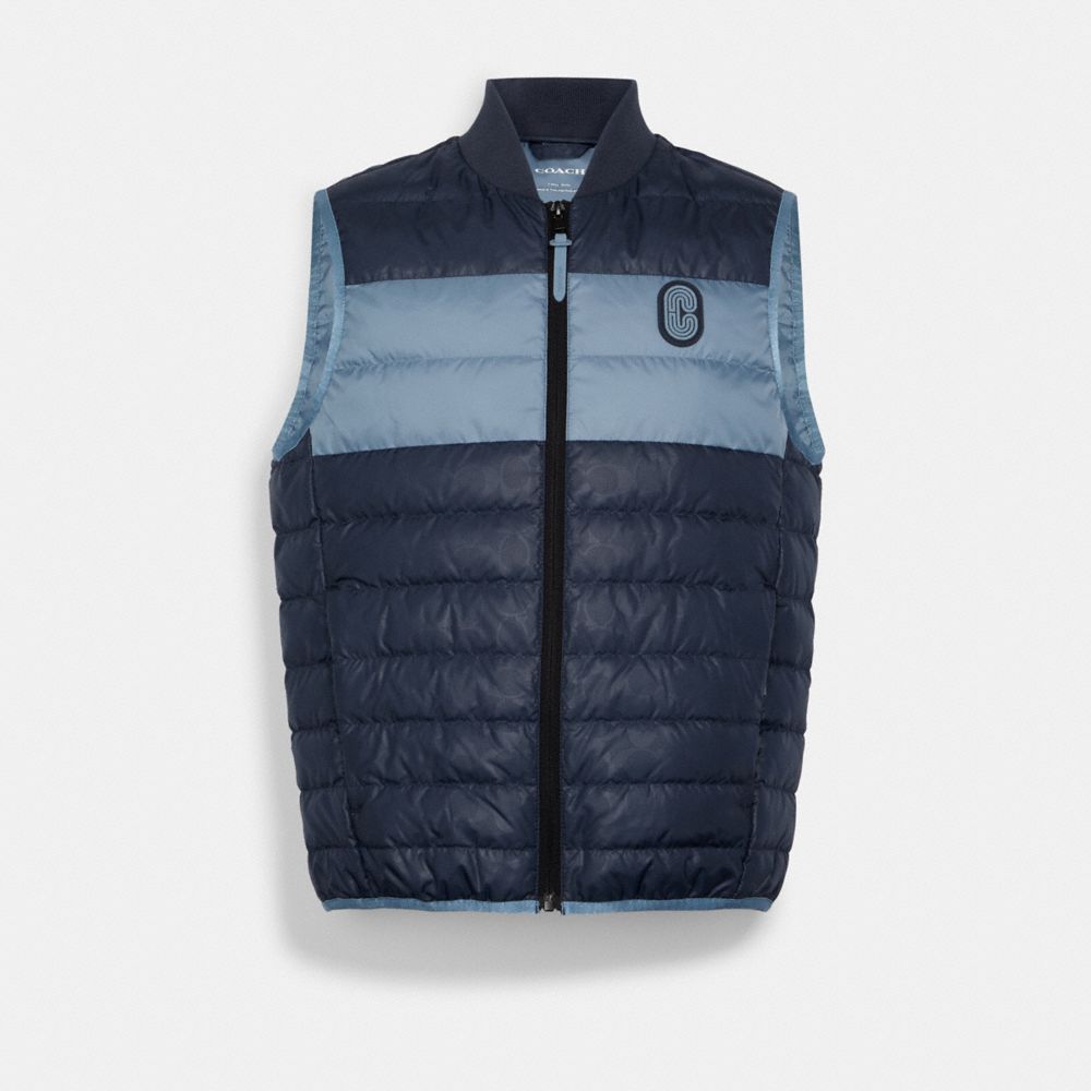 COACH®,PACKABLE LIGHTWEIGHT DOWN JACKET,India Blue Ink,Front View