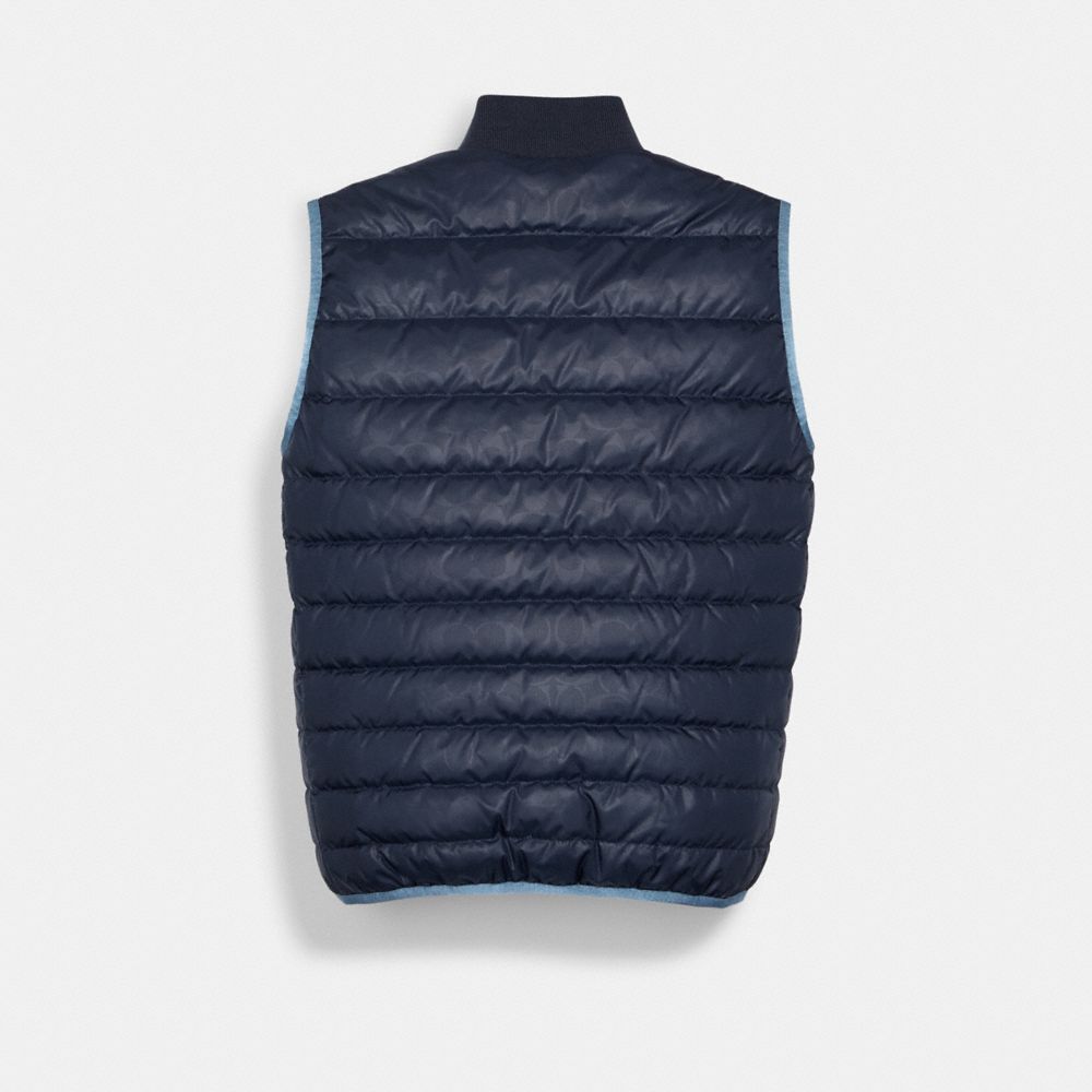 COACH®,PACKABLE LIGHTWEIGHT DOWN JACKET,India Blue Ink,Back View