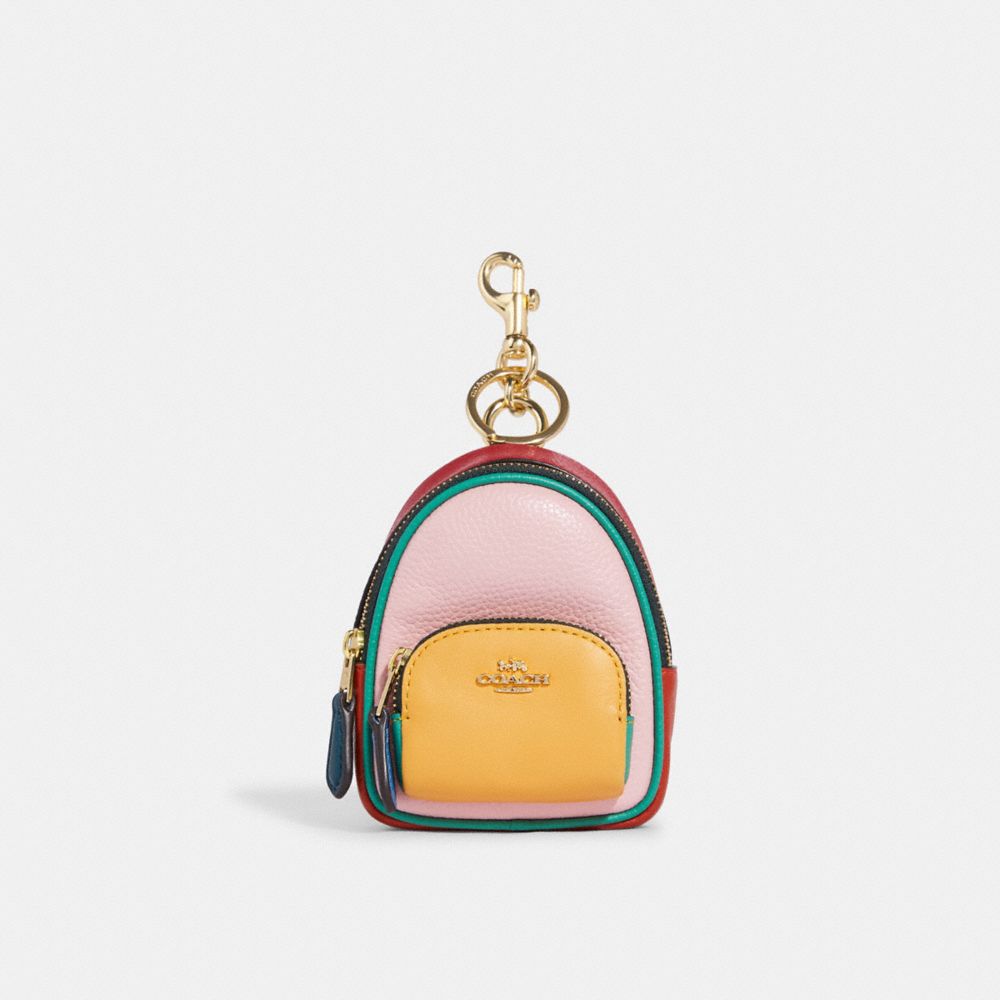 Mini Court Backpack Bag Charm In Colorblock