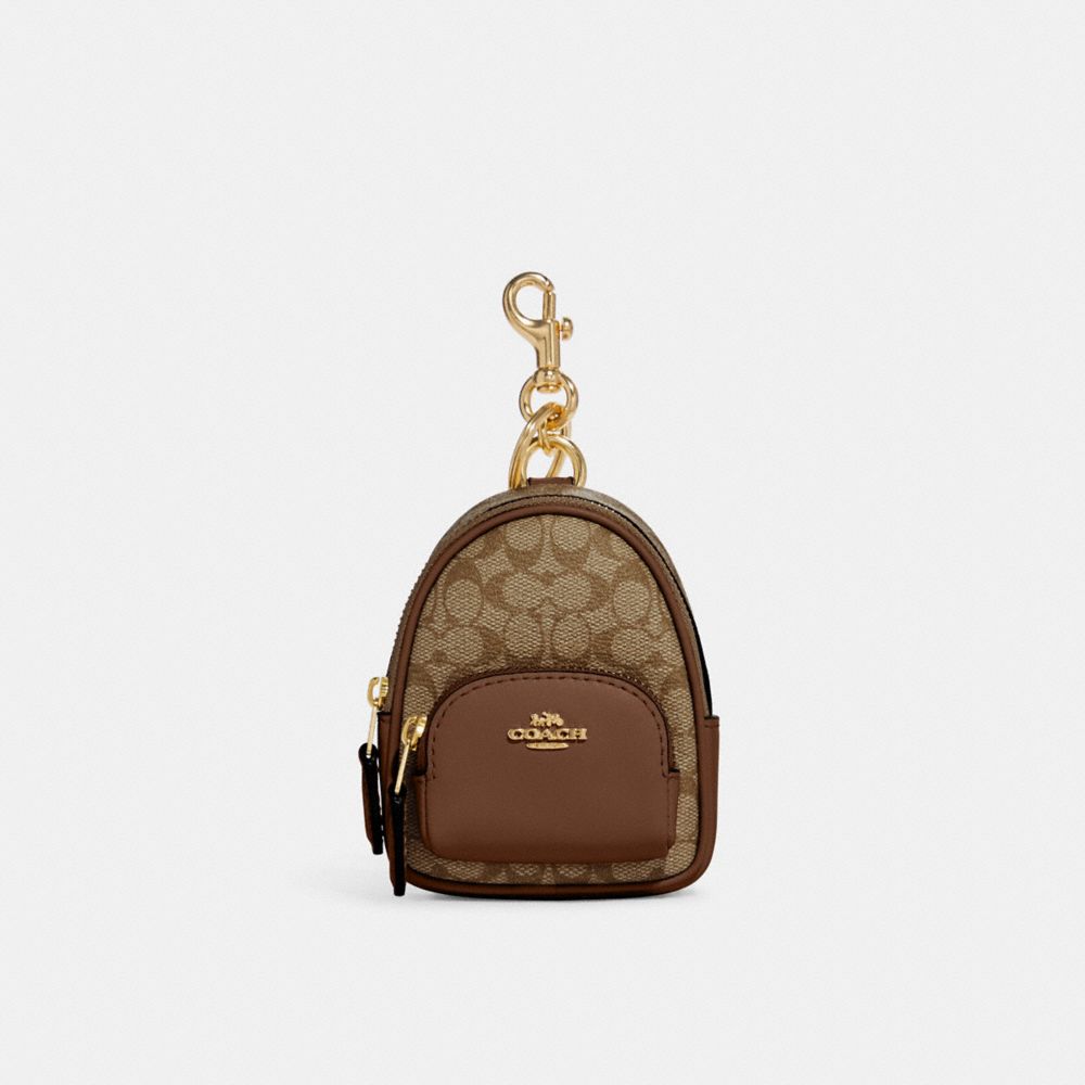 Coach Circular Coin Pouch Keychain / Bag Charm In Signature Canvas