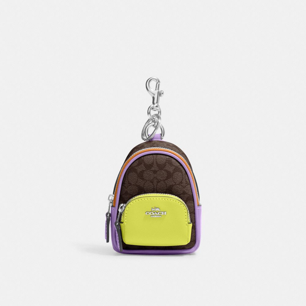 COACH® | Mini Court Backpack Bag Charm In Signature Canvas