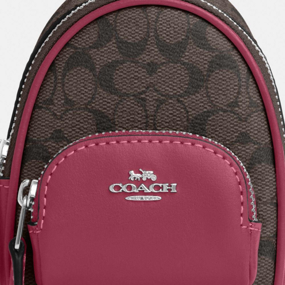 COACH® Mini Court Backpack Bag Charm In Signature Canvas