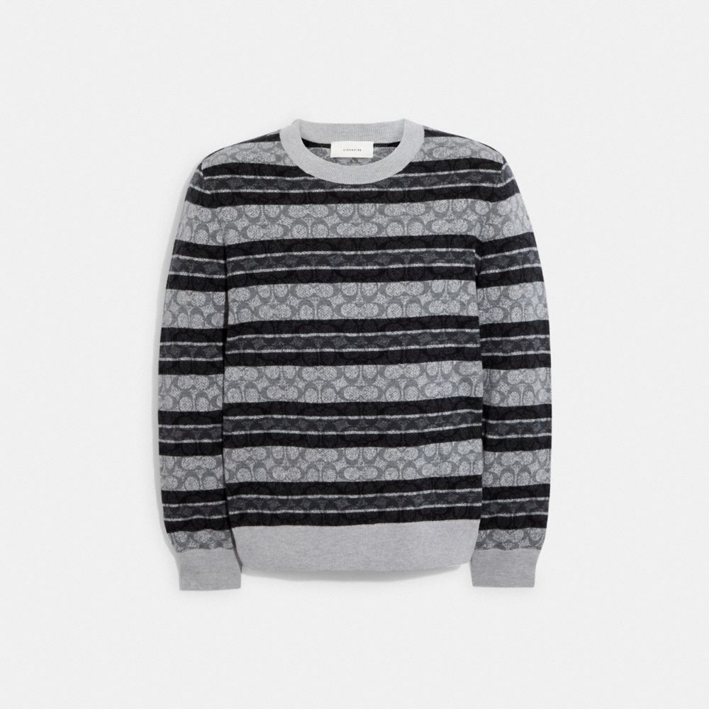 COACH®,SIGNATURE SWEATER,Charcoal Grey,Front View