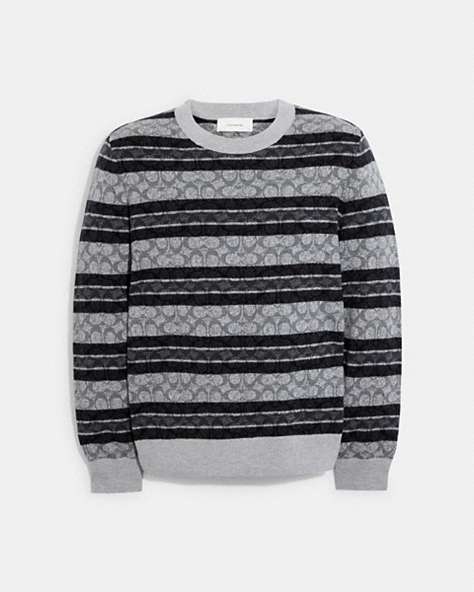 COACH®,SIGNATURE SWEATER,Wool/Cotton,Charcoal Grey,Front View