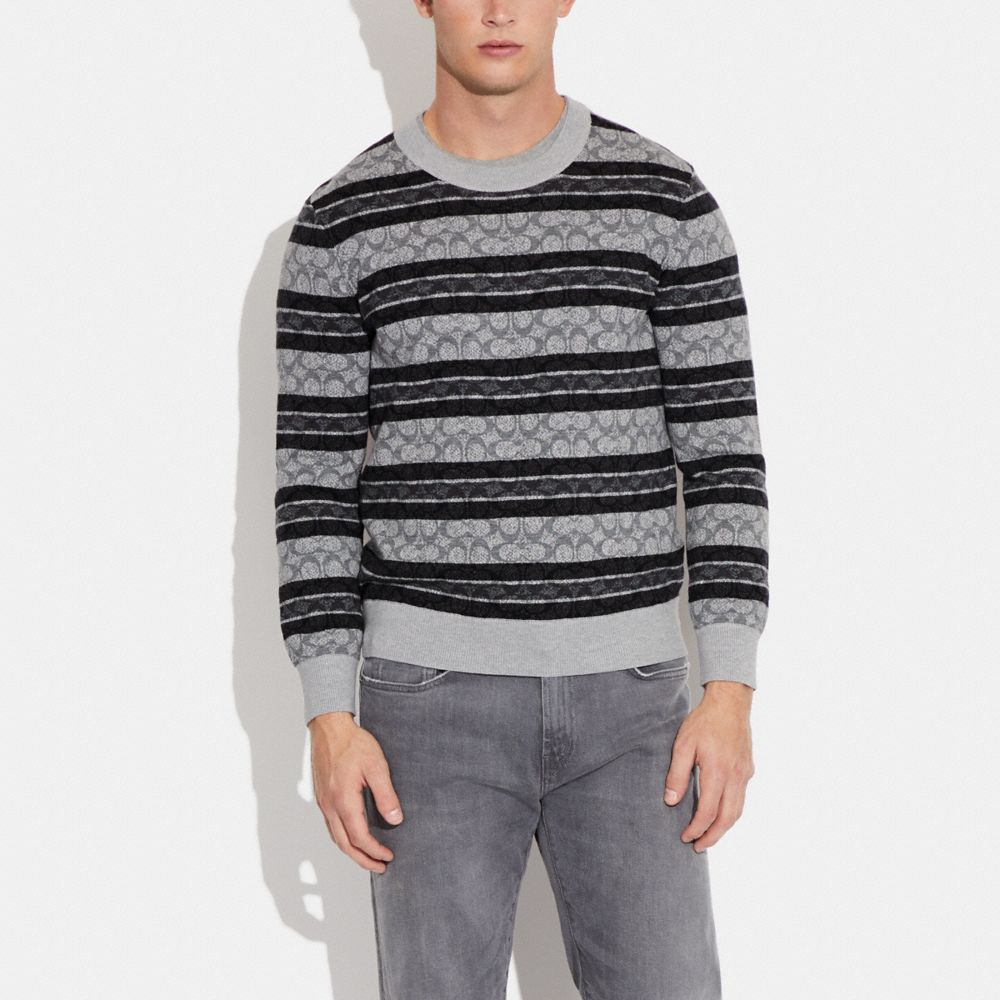 COACH®,SIGNATURE SWEATER,Charcoal Grey,Scale View