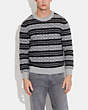 COACH®,SIGNATURE SWEATER,Wool/Cotton,Charcoal Grey,Scale View