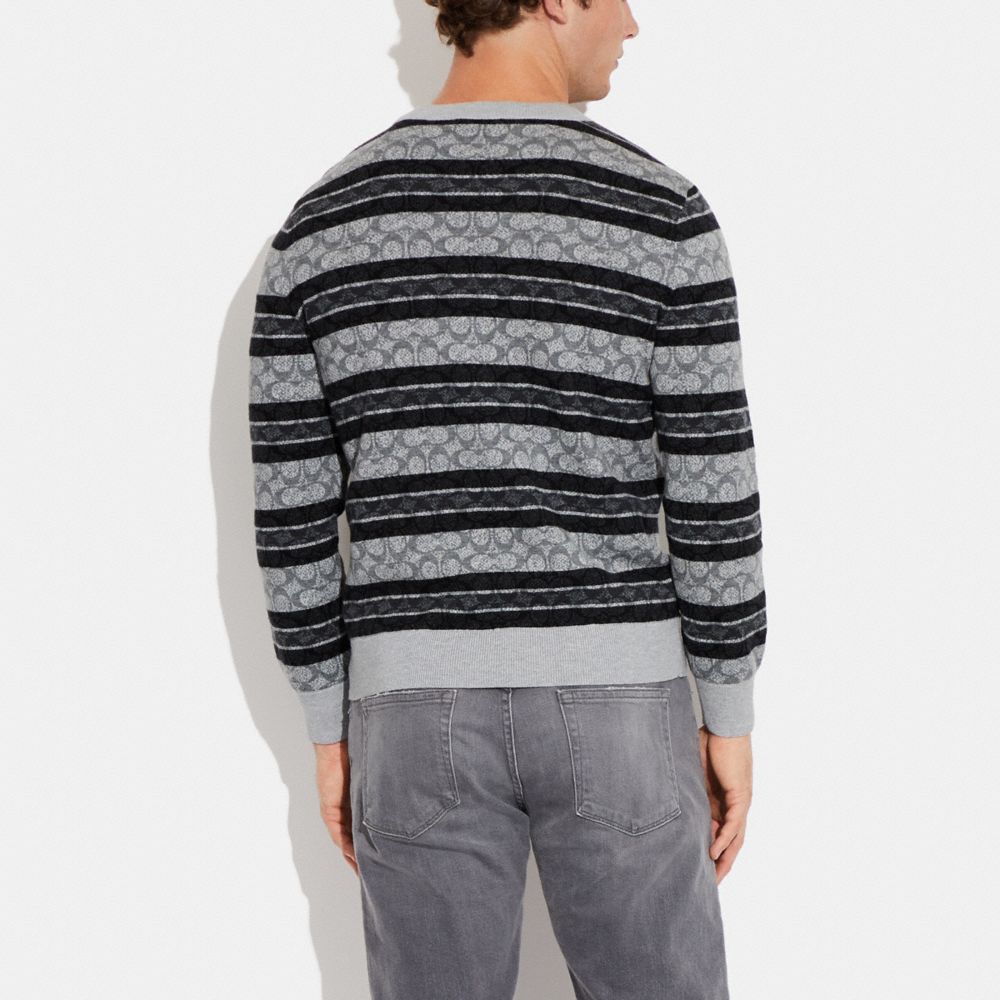 COACH®,SIGNATURE SWEATER,Charcoal Grey,Scale View