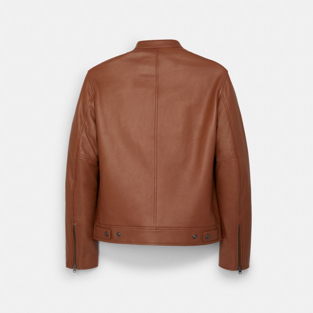 Coach leather racer on sale jacket