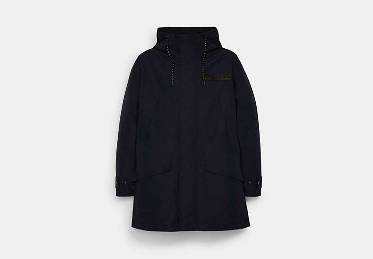 COACH®,LAYER PARKA,Polyester,Navy,Front View