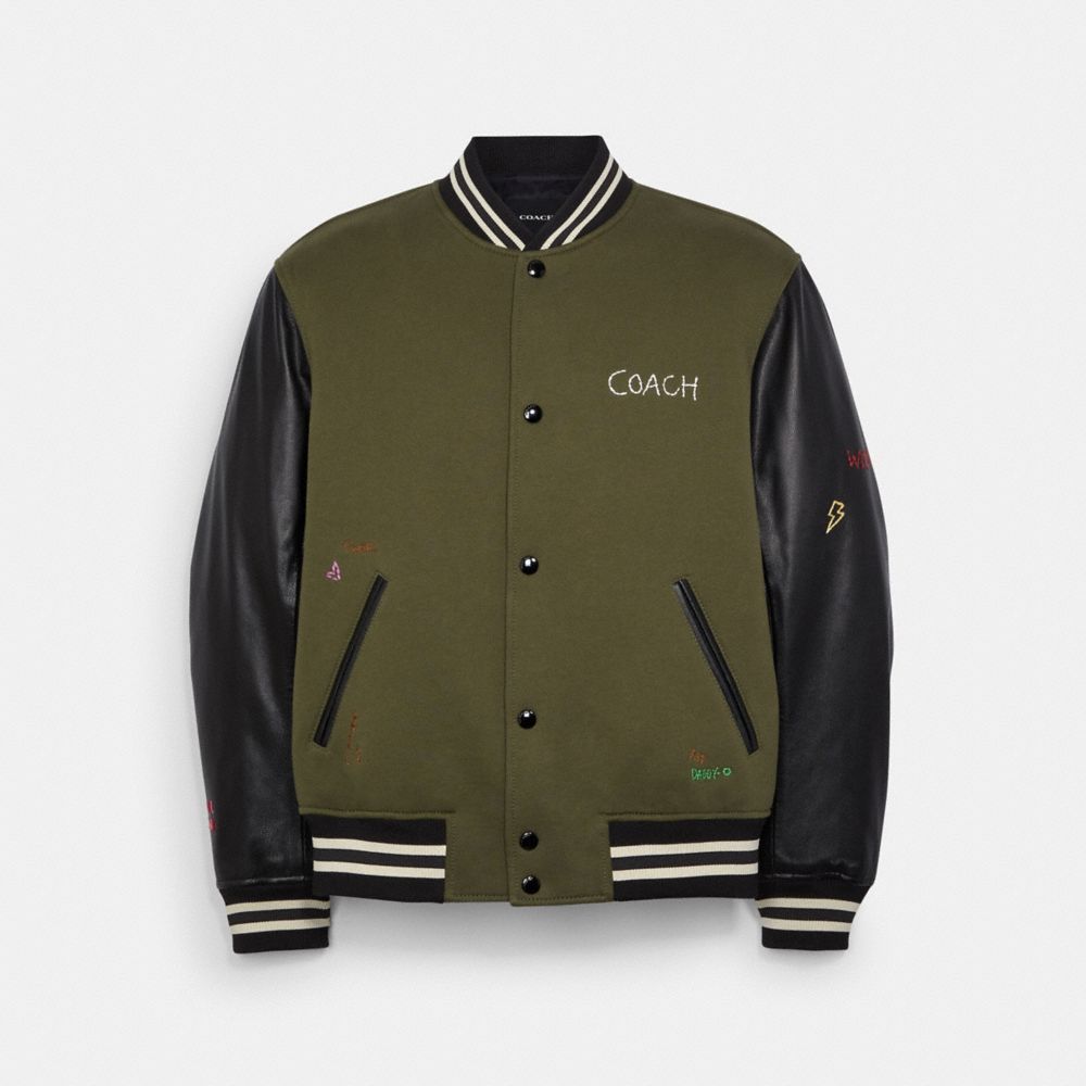 8,000円COACH WOOL LEATHER VARSITY JACKET