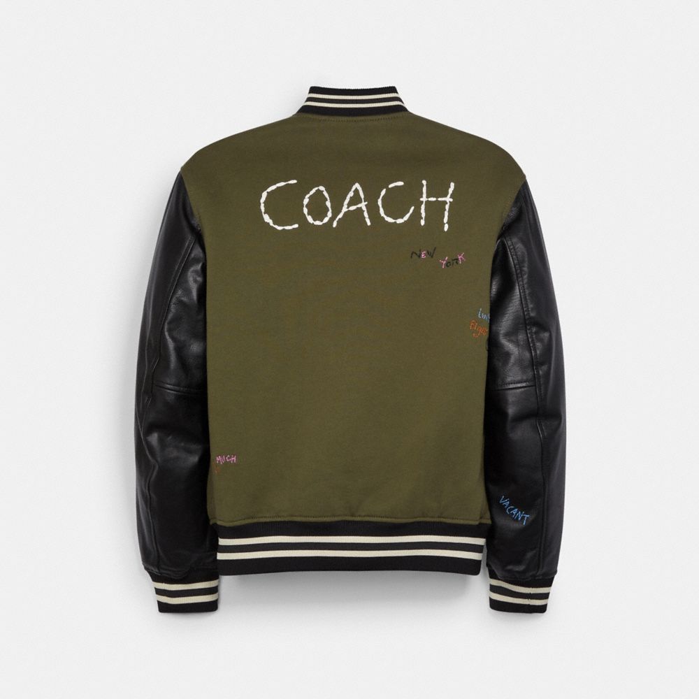 かしこまりましたcoach Diary Script Varsity JKT 刺繍ブルゾン