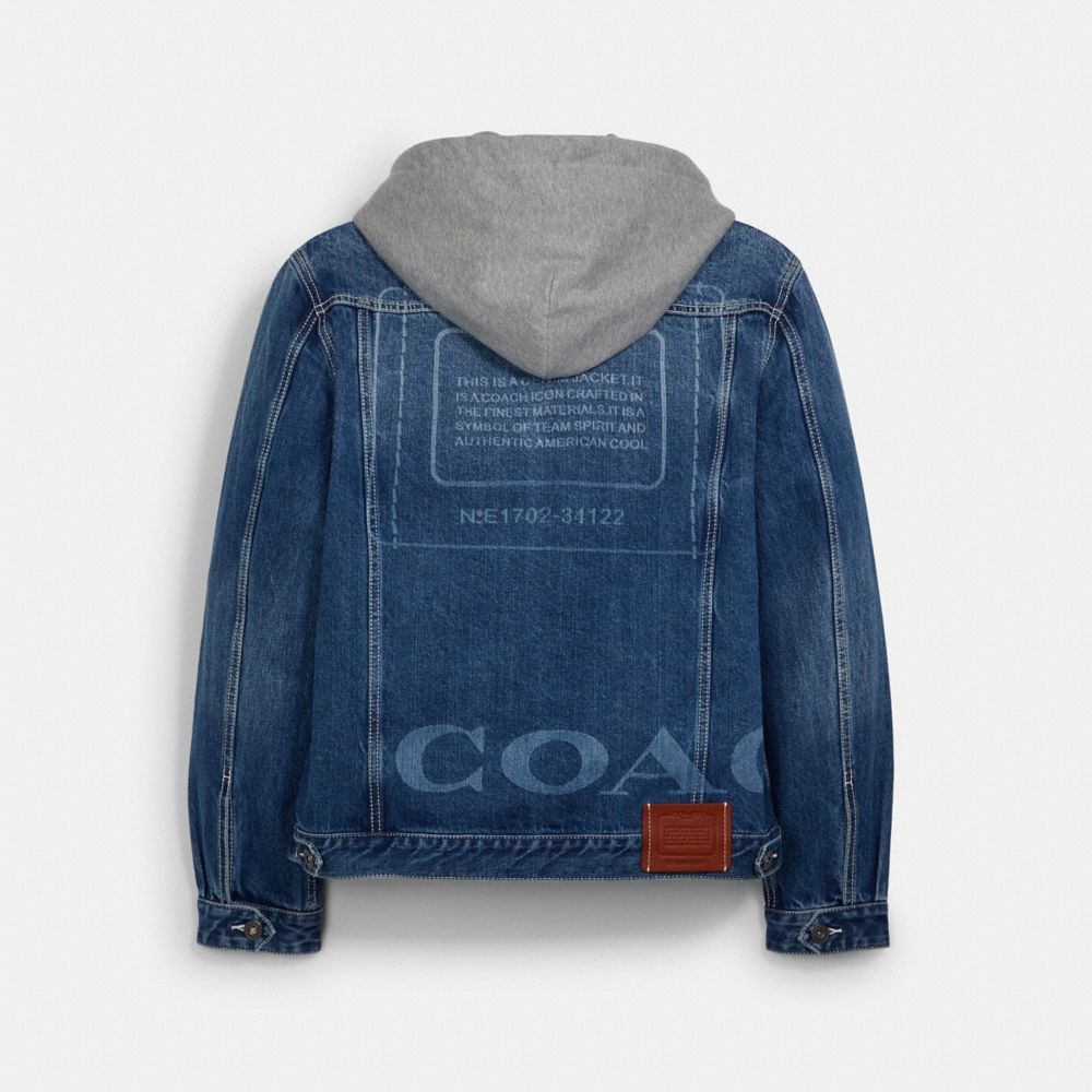 Coach Outlet Signature Denim Hooded Zip Up Jacket