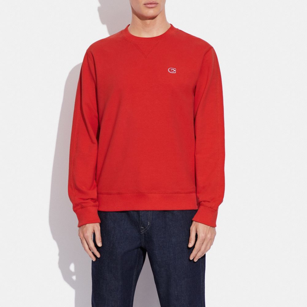 COACH®,Lounge Crewneck Sweatshirt,Red,Scale View