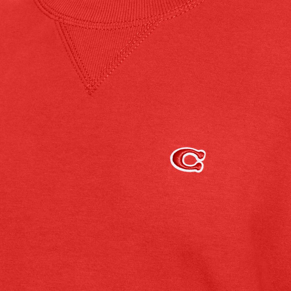 COACH®,Lounge Crewneck Sweatshirt,Red,Detail View