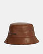 COACH®,LEATHER BUCKET HAT,Leather,Rustic Brown,Front View