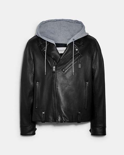 COACH®,LEATHER MOTO JACKET,Leather,Black,Front View