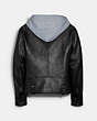 COACH®,LEATHER MOTO JACKET,Leather,Black,Back View
